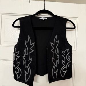 Black Vest with White Embroidery